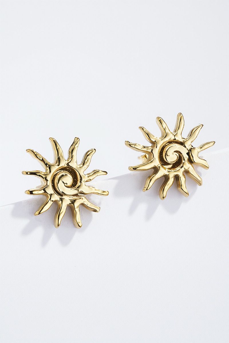 Boucles d’oreilles Sun – Soleil doré sculpté