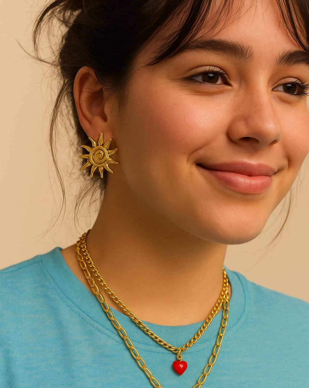 Boucles d’oreilles Sun – Soleil doré sculpté