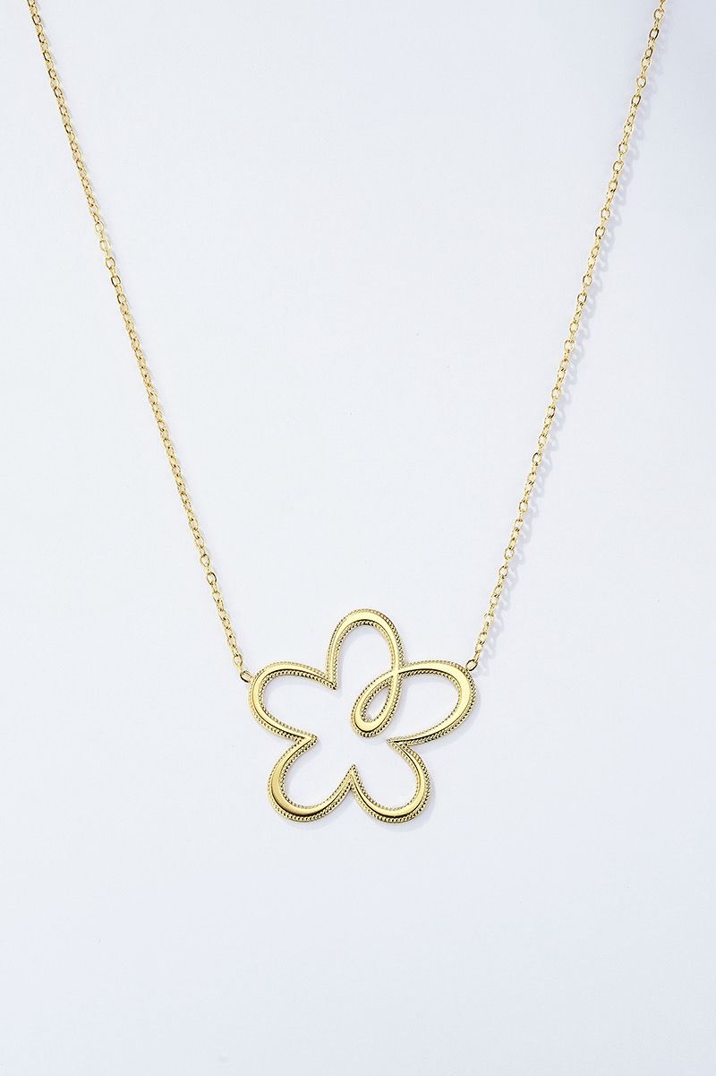 Collier Hanaé – Fleur dorée en acier inoxydable
