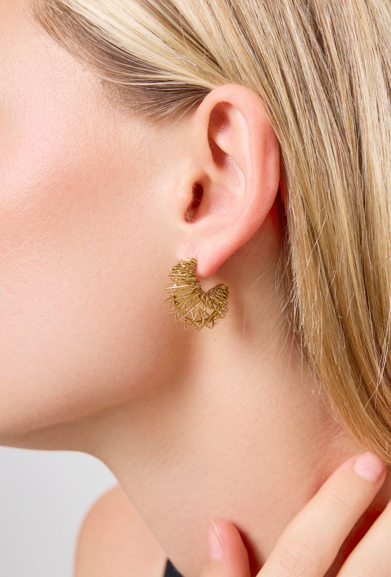 Boucles d’oreilles Galaxie – Créoles artistiques en acier inoxydable doré