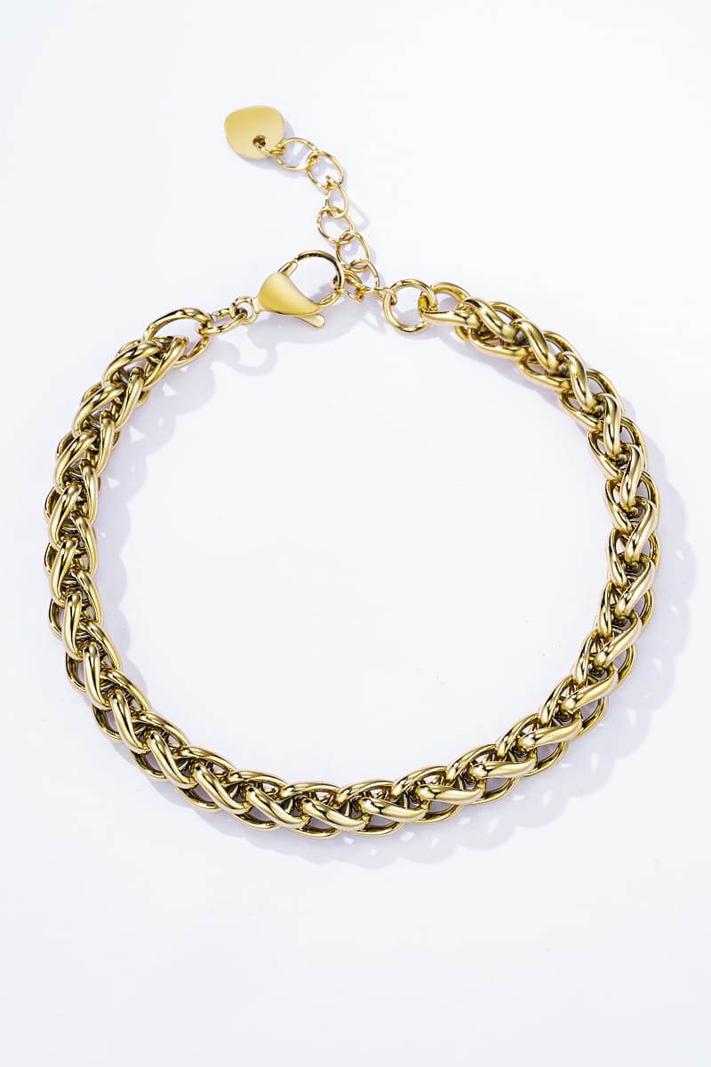 Bracelet Sélène – Chaîne Tressée Dorée Intemporelle