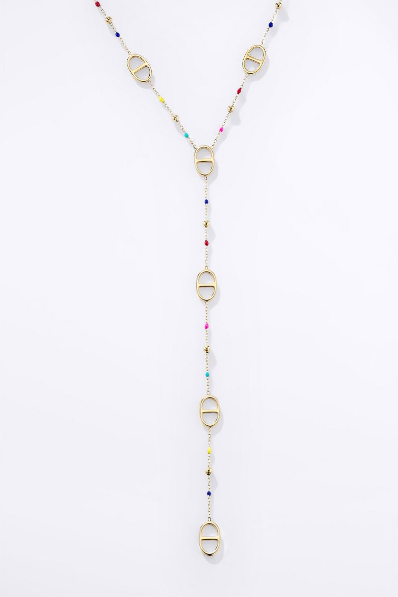 Iliade - Collier de charme doré sautoir, perles & maillons Dior