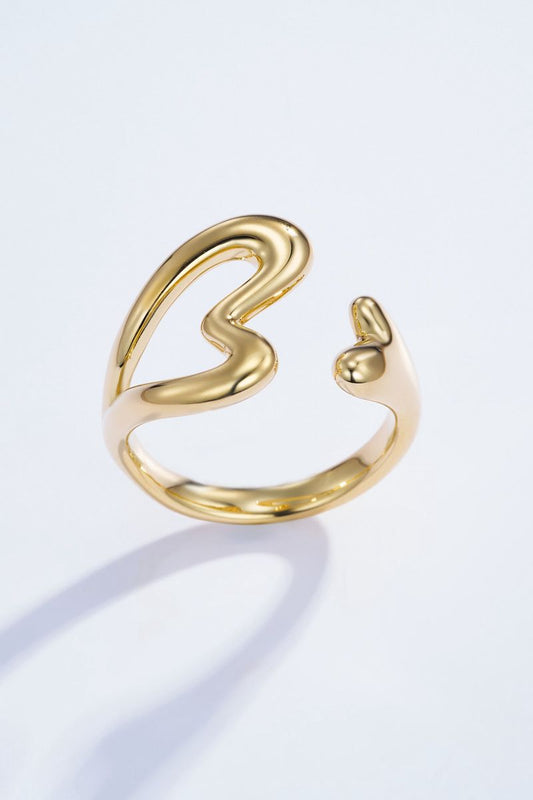 Bague Alma – Acier inoxydable doré – Cœur stylisé ouvert