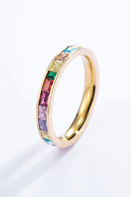 Bague Arcadie – Anneau doré pierres multicolores