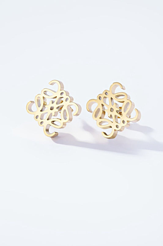 Boucles d’oreilles L’Arabesque – Motif doré graphique & élégant