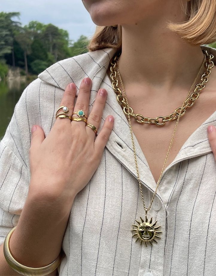 Collier Gaïa – Chaîne dorée épaisse à maillons ovales
