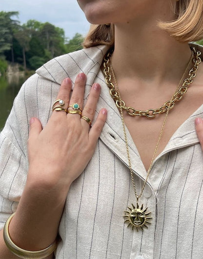 Collier Gaïa – Chaîne dorée épaisse à maillons ovales