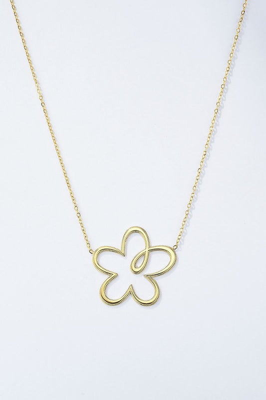 Collier Hanaé – Fleur dorée en acier inoxydable