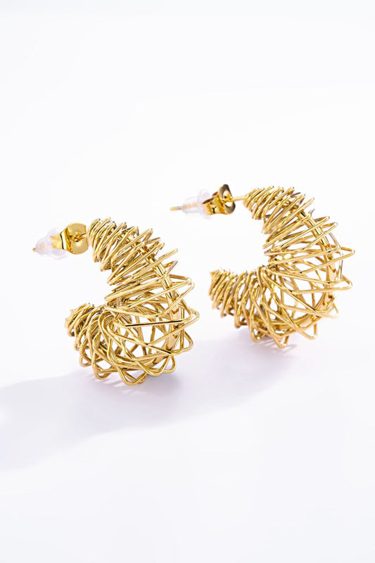 Boucles d’oreilles Galaxie – Créoles artistiques en acier inoxydable doré