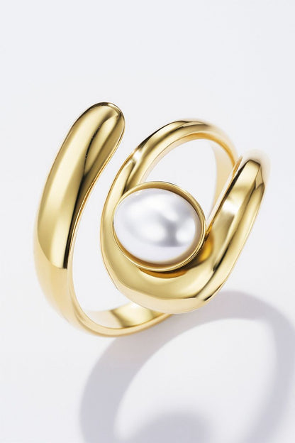 Bague Oréa - Perle et courbes dorées