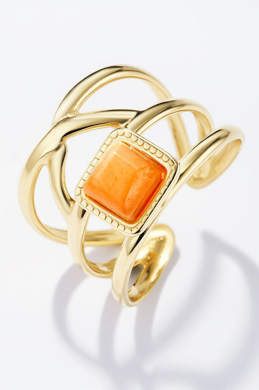 Bague Aria – Élégance dorée & pierre orange solaire