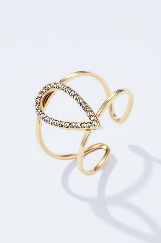 Bague Élégance – Acier inoxydable doré et zirconium