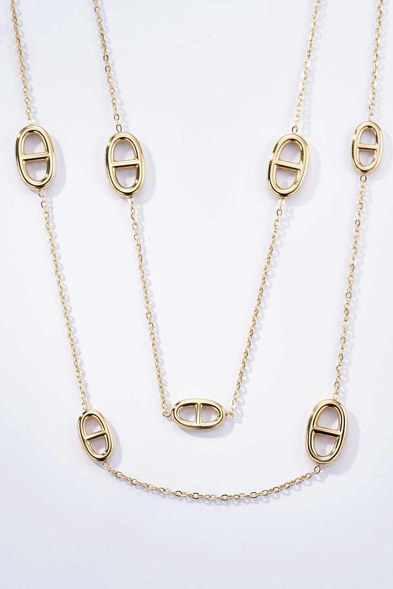 Collier Sautoir Liora – Chaîne longue à maillons ovales dorés