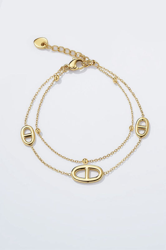 Bracelet Élégia – Double chaîne dorée & maillons dior