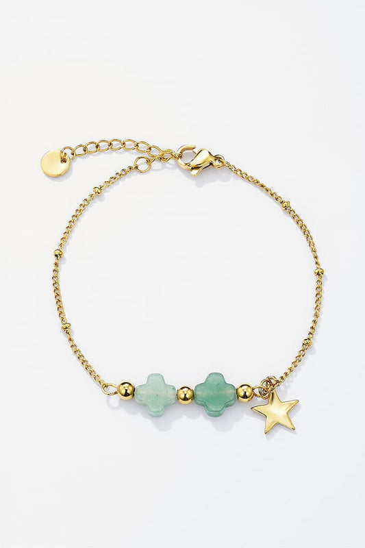 bracelet Aïna trèfle vert - Pierres vertes en forme de trèfles stylisés