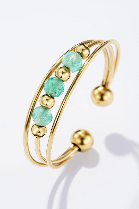 Bague Azur – Acier inoxydable doré & pierres naturelles bleu-vert