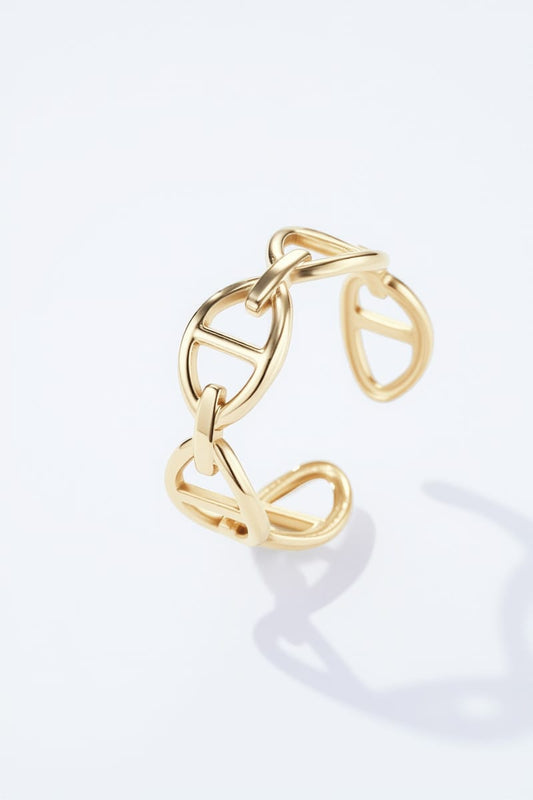 Bague Orchidée – Acier inoxydable doré ajouré