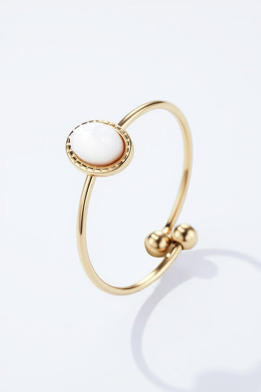 Bague Céleste – Acier inoxydable doré & pierre blanche