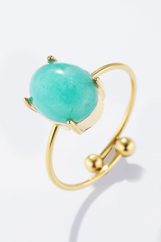 Bague Aurore – Acier inoxydable doré & pierre verte