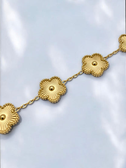Bracelet Violette – Acier Inoxydable Doré à Motifs Floraux