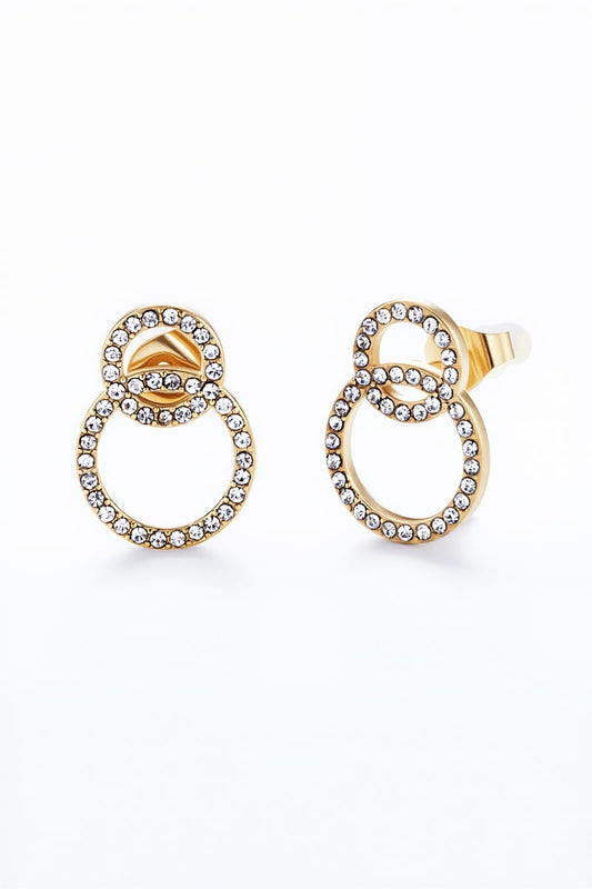 Boucles d’Oreilles Dorées Cercles Entrelacés Cristaux – Eulalie