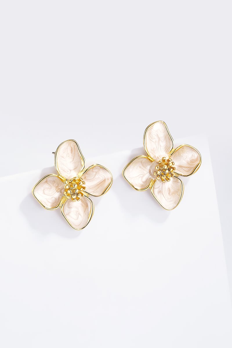 Boucles d’Oreilles Fleur Émaillée Dorée – Cybèle