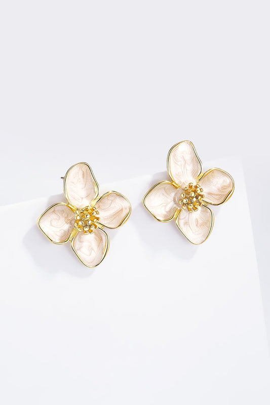 Boucles d’Oreilles Fleur Émaillée Dorée – Cybèle