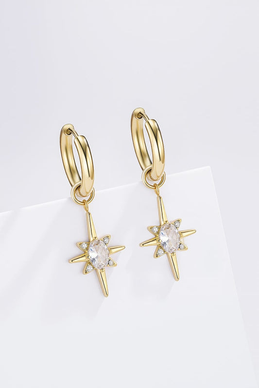 Boucles d’oreilles Honorine – Lueur Céleste en Acier Doré et Cristal