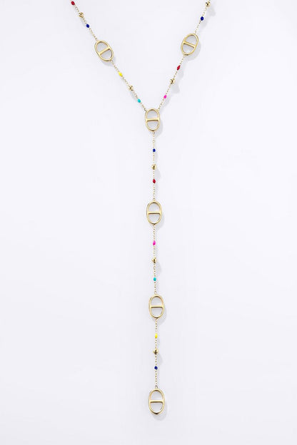 Iliade - Collier de charme doré sautoir, perles & maillons Dior