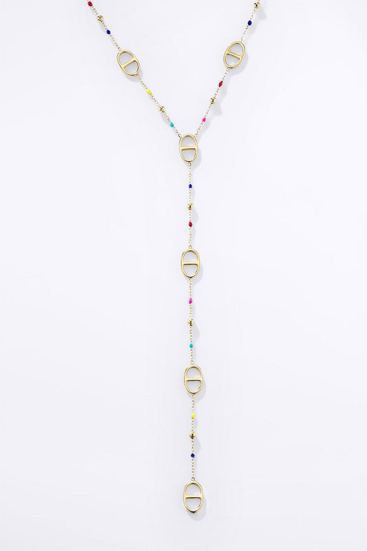 Iliade - Collier de charme doré sautoir, perles & maillons Dior